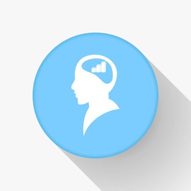 İş adamı ve büyüyen diyagramı siluetleri. insan baş ve grafik simgesi. İş kavramı