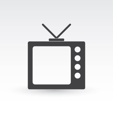 Gri arkaplanda izole edilmiş düz moda Tv Simgesi.