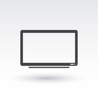 Gri arkaplanda izole edilmiş düz moda Tv Simgesi.