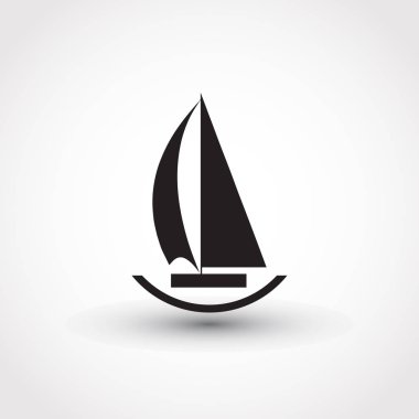 Yelkenli tekne simgesi. düz stil