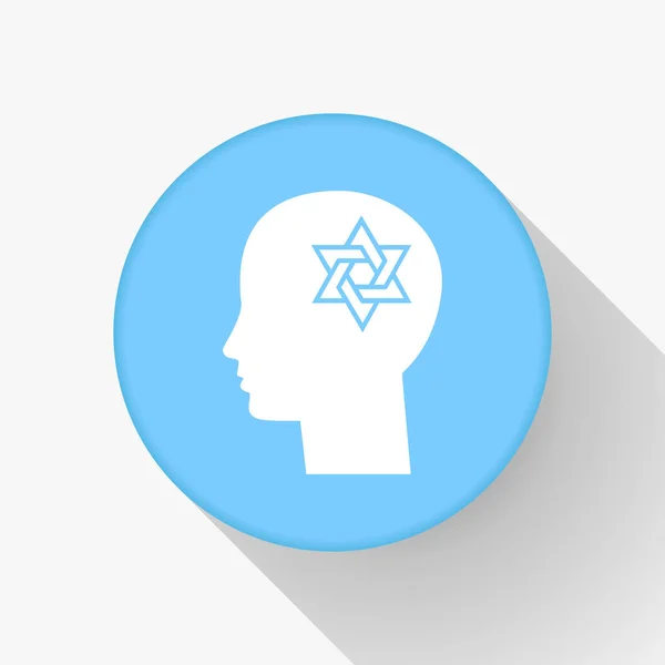 Cabeza pensante y estrella de David, Persona religiosa, judío o israelí — Vector de stock