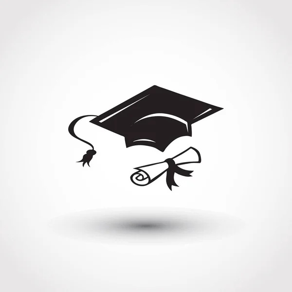 Graduation cap and diploma web icon. vector illustration — Stock Vector