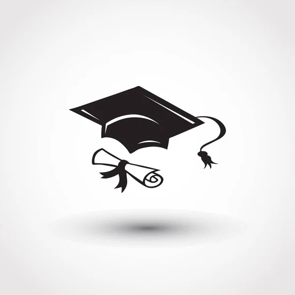 Mezuniyet kep ve diploma web simgesi. vektör çizim