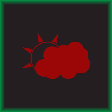 Hava satırı simgesi. Güneş bulut ile yağmur arkasında