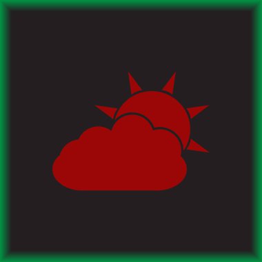 Hava satırı simgesi. Güneş bulut ile yağmur arkasında