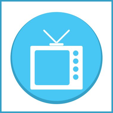 Trendy düz tarzı TV simgesi. Web sitesi tasarımı, logo, app, kullanıcı arabirimi için televizyon sembolü. Vektör çizim, Eps10.
