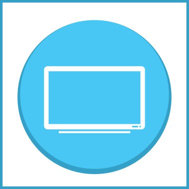 Trendy düz tarzı TV simgesi. Web sitesi tasarımı, logo, app, kullanıcı arabirimi için televizyon sembolü. Vektör çizim, Eps10.