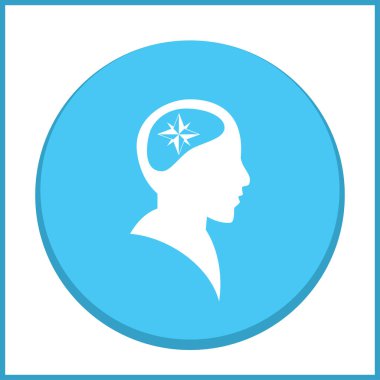 Siluet vektör çizim pusula gül işaretiyle insan kafasından