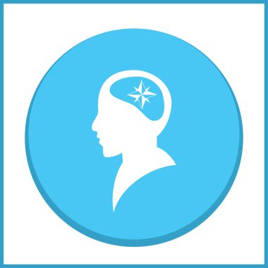 Siluet vektör çizim pusula gül işaretiyle insan kafasından