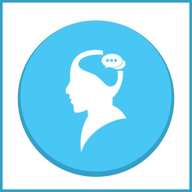 Bir kafa ile konuşma balonu silüeti. Bir kafa ile konuşma balonu vektör çizim silueti