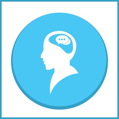 Bir kafa ile konuşma balonu silüeti. Bir kafa ile konuşma balonu vektör çizim silueti