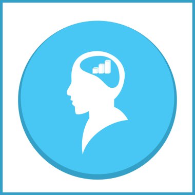 İş adamı ve büyüyen diyagramı siluetleri. insan baş ve grafik simgesi. İş kavramı