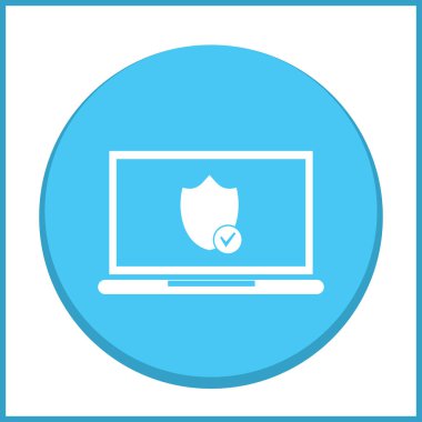 Not Defteri ile kalkan. Dizüstü bilgisayar koruma vektör simgesi.