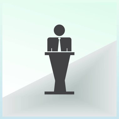 Hoparlör vektör simgesi. Tribün örnek konuşan hatip.