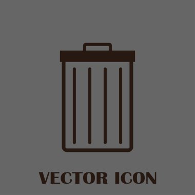 Çöp çöp kutusu simgesini izole. Vektör çizim. Düz style.waste kağıt basket. Atık kutusu. Çöp kutusu. Çöp sepeti. Çöp sepeti.