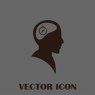 Siluet vektör çizim pusula gül işaretiyle insan kafasından