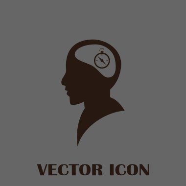 Siluet vektör çizim pusula gül işaretiyle insan kafasından