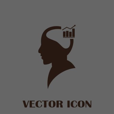 İş adamı ve büyüyen diyagramı siluetleri. insan baş ve grafik simgesi. İş kavramı