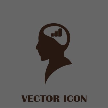 İş adamı ve büyüyen diyagramı siluetleri. insan baş ve grafik simgesi. İş kavramı