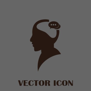 Bir kafa ile konuşma balonu silüeti. Bir kafa ile konuşma balonu vektör çizim silueti. Siluet konuşma balonu vektör konsepti ile baş