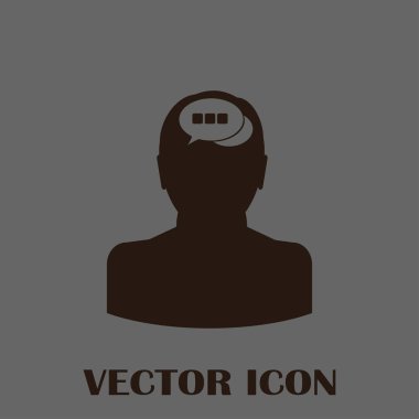 Bir kafa ile konuşma balonu silüeti. Bir kafa ile konuşma balonu vektör çizim silueti. Siluet konuşma balonu vektör konsepti ile baş