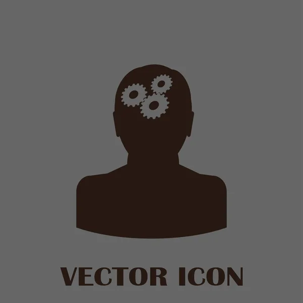 Engranajes en la cabeza del hombre icono — Vector de stock