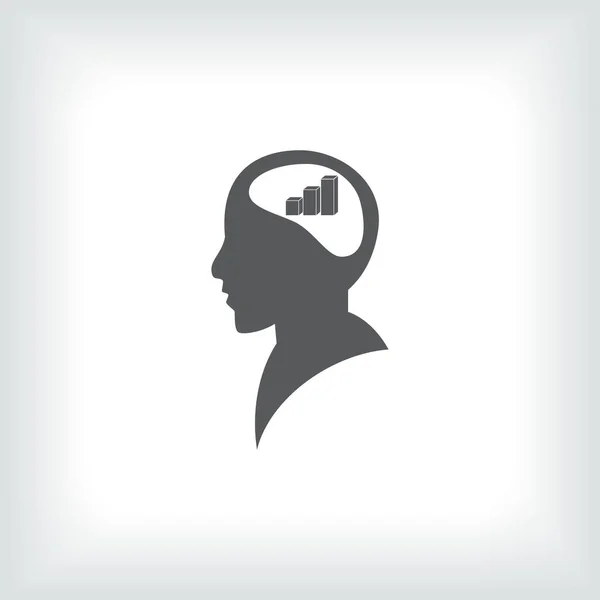 Hombre de negocios y siluetas de diagrama creciente. cabeza humana e icono gráfico. Concepto empresarial — Archivo Imágenes Vectoriales
