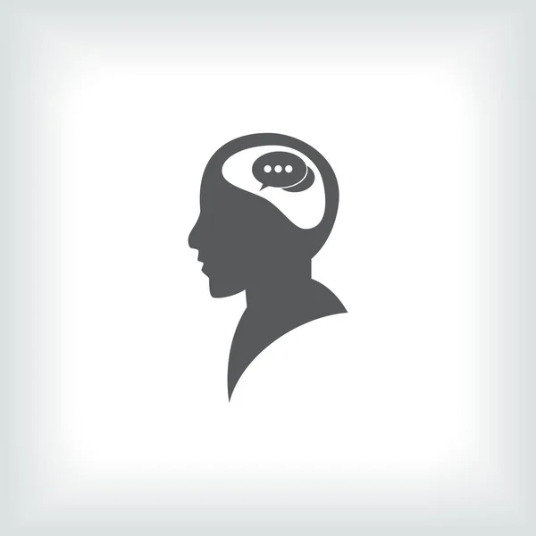 SIlhouette of a head with speech bubble. SIlhouette of a man head with vector image — Stock Vector