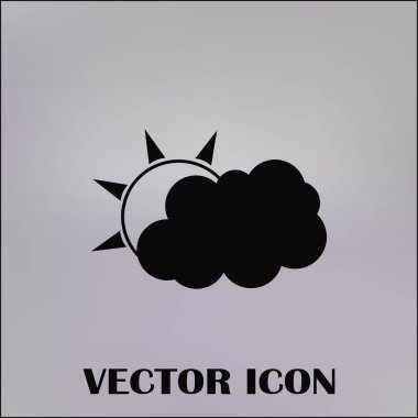 vektör simgesi. Güneş bulut arkasında