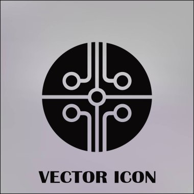 Devre kartı, teknoloji ikonu, vektör illüstrasyonu. Düz tasarım biçimi