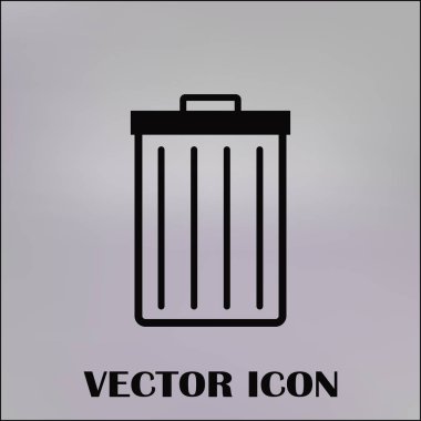 Çöp çöp kutusu simgesini izole. Vektör çizim. Düz style.waste kağıt basket. Atık kutusu. Çöp kutusu. Çöp sepeti. Çöp sepeti.