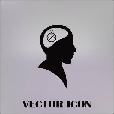 Siluet vektör çizim pusula gül işaretiyle insan kafasından