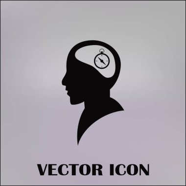 Siluet vektör çizim pusula gül işaretiyle insan kafasından