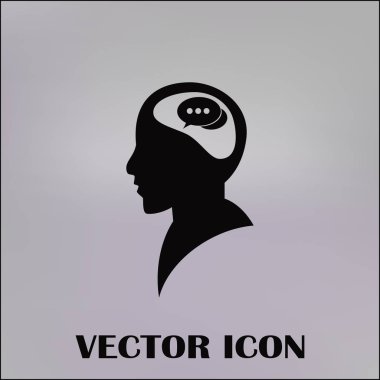 Bir kafa ile konuşma balonu silüeti. Bir kafa ile konuşma balonu vektör çizim silueti. Siluet konuşma balonu vektör konsepti ile baş