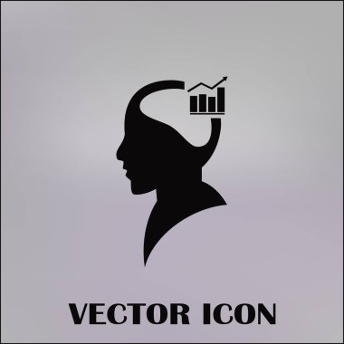 İş adamı ve büyüyen diyagramı siluetleri. insan baş ve grafik simgesi. İş kavramı