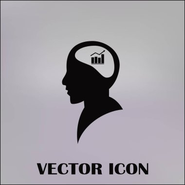 İş adamı ve büyüyen diyagramı siluetleri. insan baş ve grafik simgesi. İş kavramı