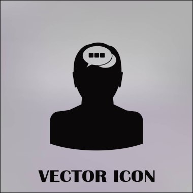 Bir kafa ile konuşma balonu silüeti. Bir kafa ile konuşma balonu vektör çizim silueti. Siluet konuşma balonu vektör konsepti ile baş