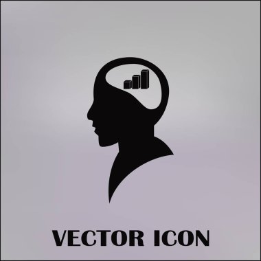 İş adamı ve büyüyen diyagramı siluetleri. insan baş ve grafik simgesi. İş kavramı