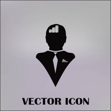 İş adamı ve büyüyen diyagramı siluetleri. insan baş ve grafik simgesi. İş kavramı