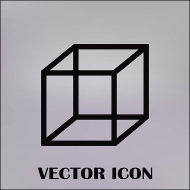 İzometrik küp vektör simgesi. 3D kare işareti. Kutu simgesi