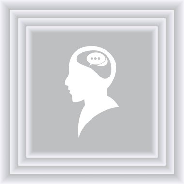 Bir kafa ile konuşma balonu silüeti