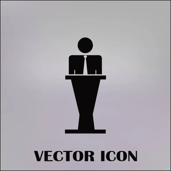 Lautsprecher-Vektorsymbol. Redner spricht von der Tribüne. — Stockvektor