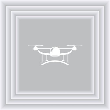 uçan quadcopter dron logosu, izole vektör çizim