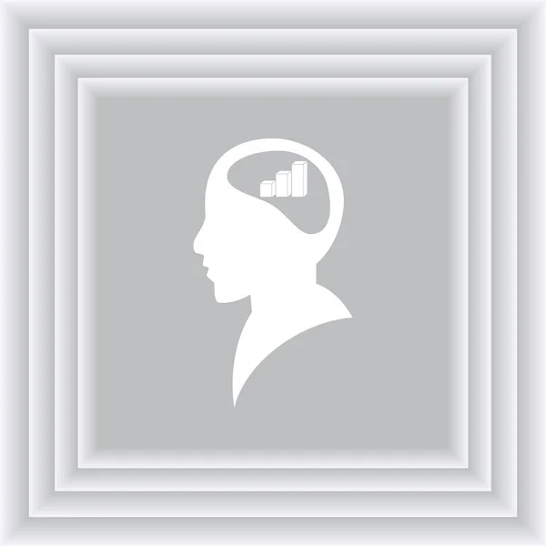 Hombre de negocios y siluetas de diagrama creciente. cabeza humana e icono gráfico. Concepto empresarial — Archivo Imágenes Vectoriales