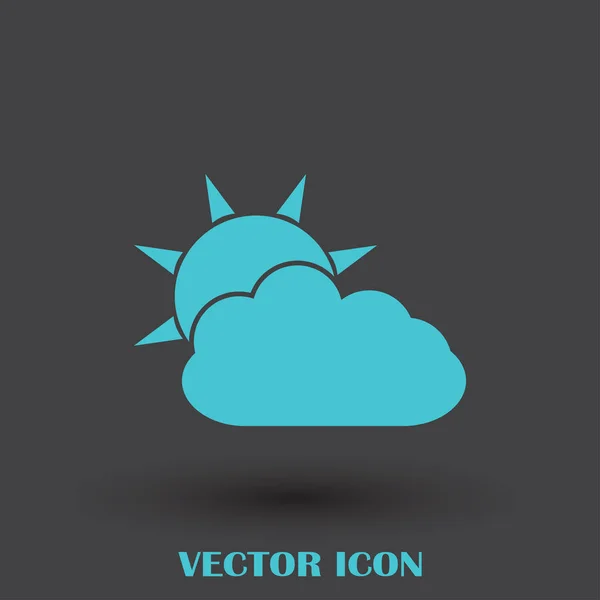 Icono de la línea del tiempo. sol detrás de la nube con lluvia — Vector de stock