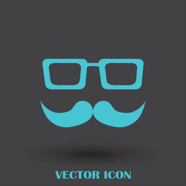 Bıyık ve gözlük vektör simgesi.