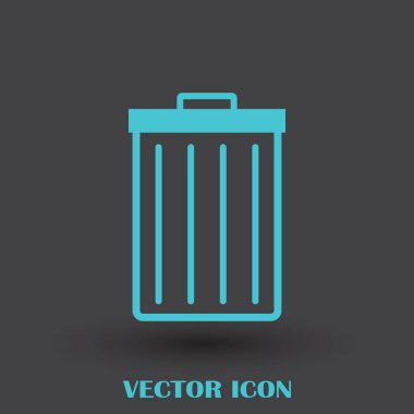 Çöp çöp kutusu simgesini izole. Vektör çizim. Düz style.waste kağıt basket. Atık kutusu. Çöp kutusu. Çöp sepeti. Çöp sepeti. Temizleyin. Simge temizlik. Depo gözü vektör. Çöp işareti