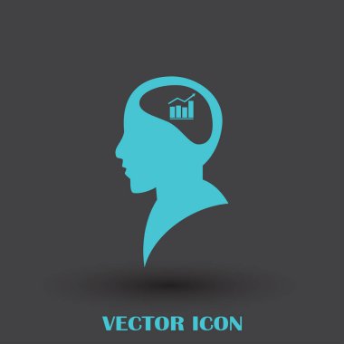 İş adamı ve büyüyen diyagramı siluetleri. insan baş ve grafik simgesi. İş kavramı