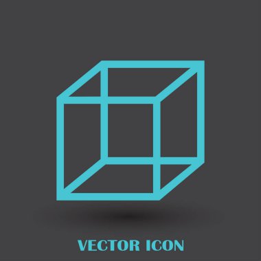 İzometrik küp vektör simgesi. 3D kare işareti. Kutu simgesi