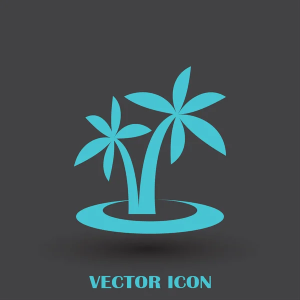 Palm trees silhouette on island. Vector illustration — Stock Vector